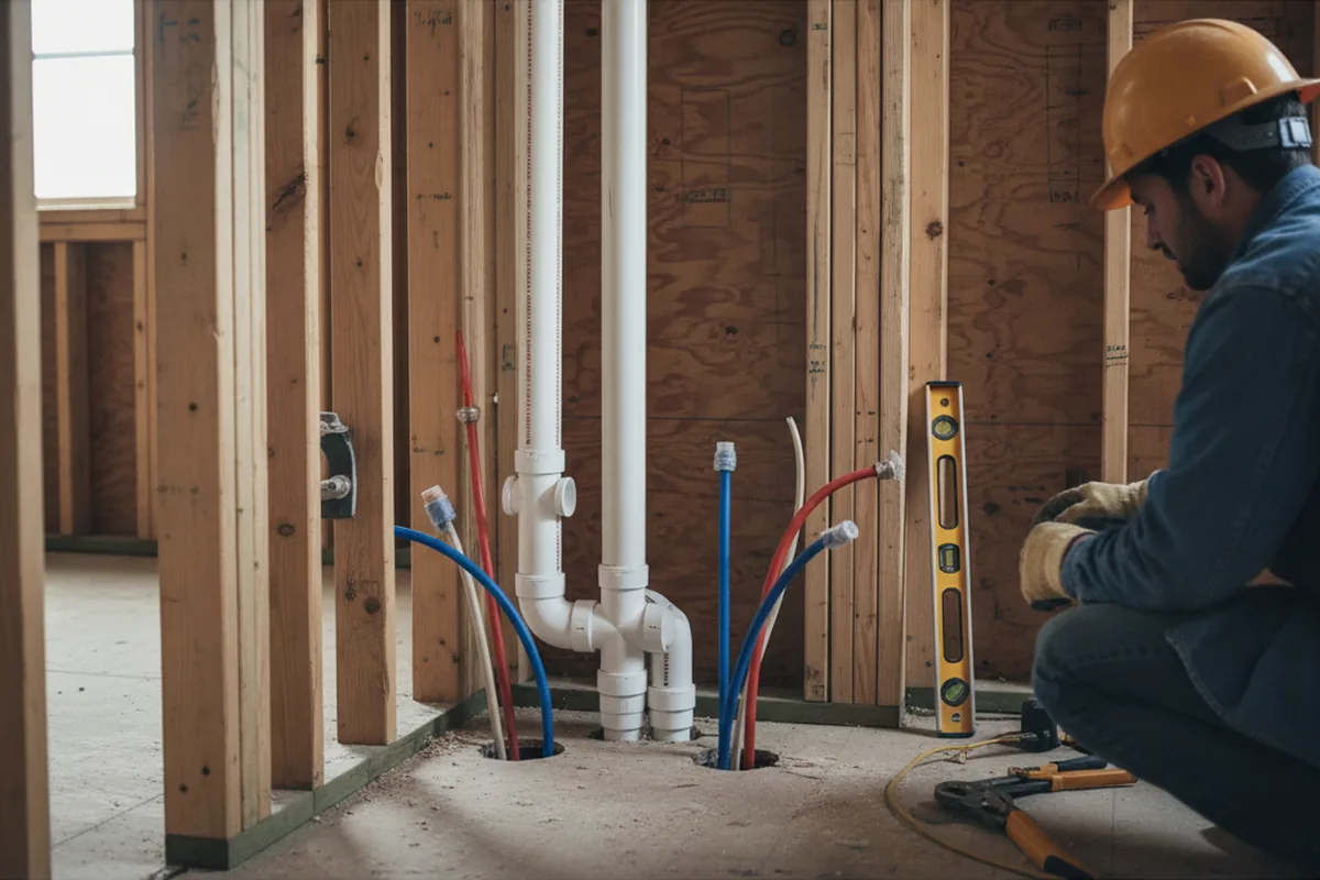 Drain and supply rough-in during Drain Cleaning in Duxbury